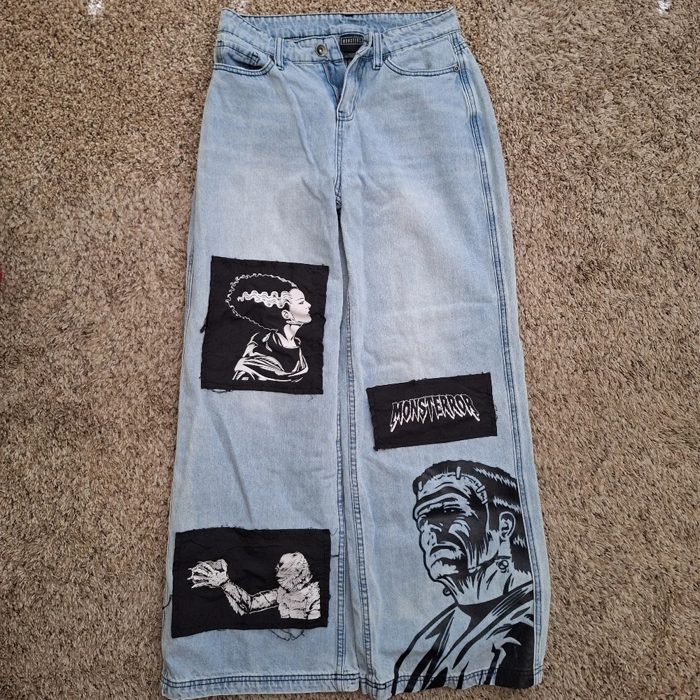 Sold -- Universal Studios Monsters Wide Leg Jeans - Picture 1 of 7